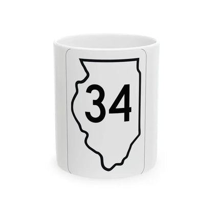 Illinois 34 1950 (Illinois) (Road Sign) White Coffee Mug 11oz - Go Mug Yourself