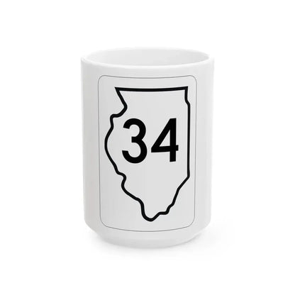 Illinois 34 1950 (Illinois) (Road Sign) White Coffee Mug 15oz - Go Mug Yourself