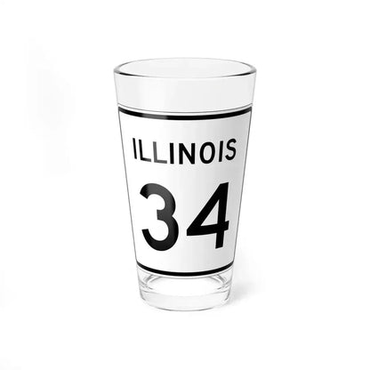 Illinois 34 (Illinois) (Road Sign) Pint Glass 16oz 16oz - Go Mug Yourself