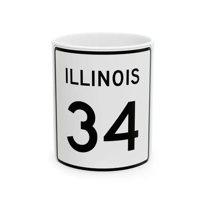 Illinois 34 (Illinois) (Road Sign) White Coffee Mug 11oz - Go Mug Yourself