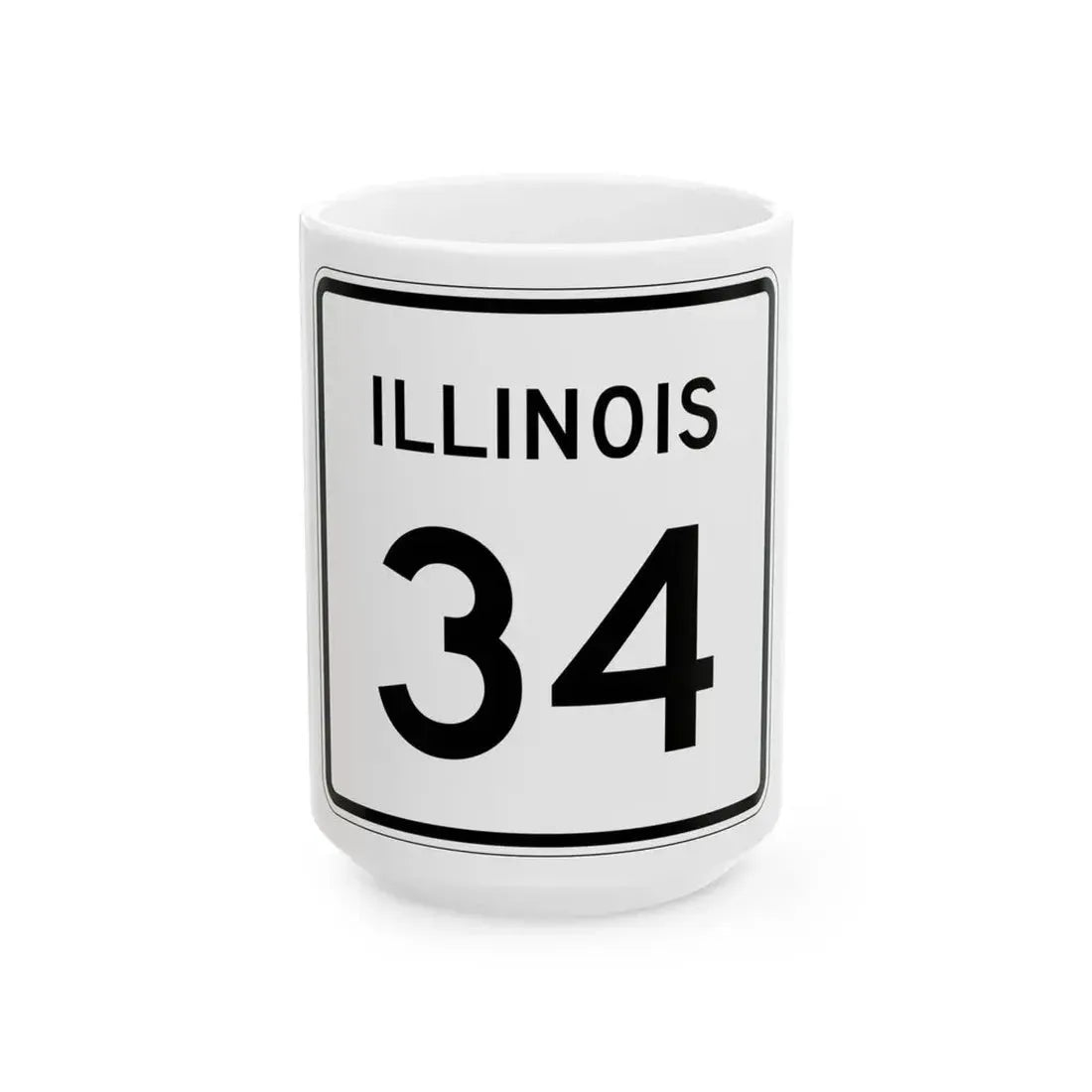 Illinois 34 (Illinois) (Road Sign) White Coffee Mug 15oz - Go Mug Yourself
