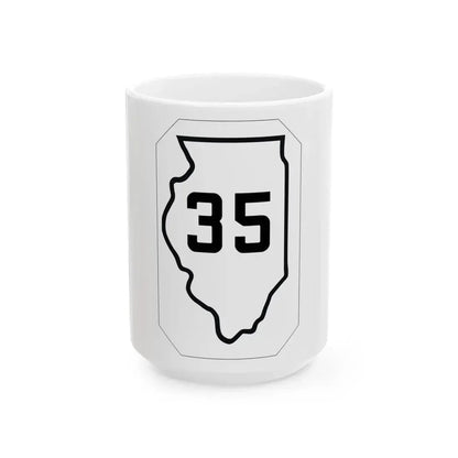 Illinois 35 1926 (Illinois) (Road Sign) White Coffee Mug 15oz - Go Mug Yourself