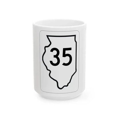Illinois 35 1950 (Illinois) (Road Sign) White Coffee Mug 15oz - Go Mug Yourself