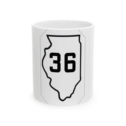 Illinois 36 1926 (Illinois) (Road Sign) White Coffee Mug 11oz - Go Mug Yourself