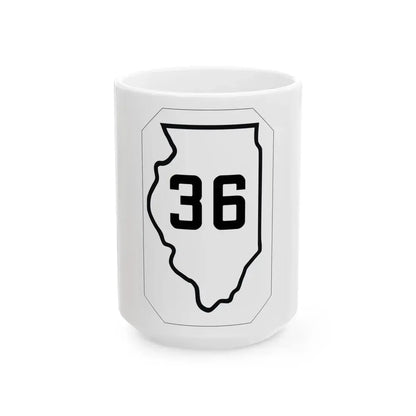 Illinois 36 1926 (Illinois) (Road Sign) White Coffee Mug 15oz - Go Mug Yourself