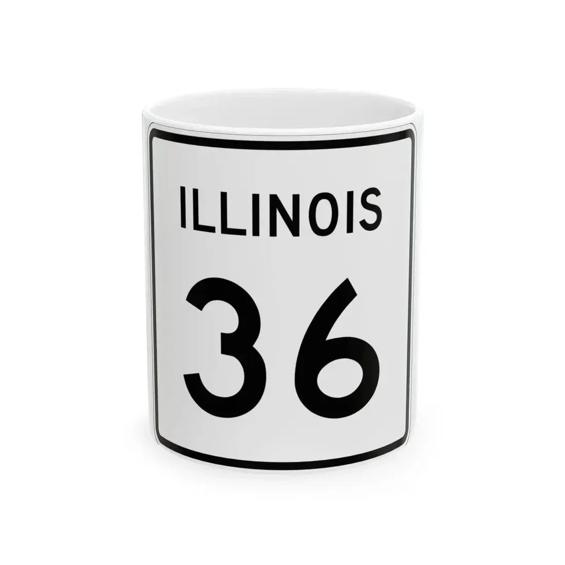 Illinois 36 (Illinois) (Road Sign) White Coffee Mug 11oz - Go Mug Yourself