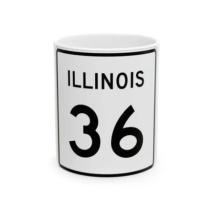 Illinois 36 (Illinois) (Road Sign) White Coffee Mug 11oz - Go Mug Yourself