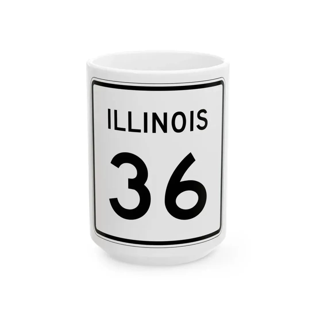 Illinois 36 (Illinois) (Road Sign) White Coffee Mug 15oz - Go Mug Yourself