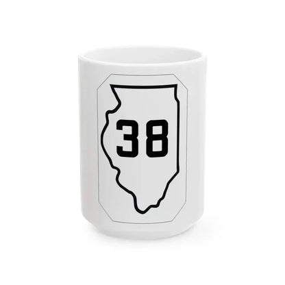 Illinois 38 1926 (Illinois) (Road Sign) White Coffee Mug 15oz - Go Mug Yourself