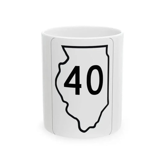 Illinois 40 1950 (Illinois) (Road Sign) White Coffee Mug 11oz - Go Mug Yourself