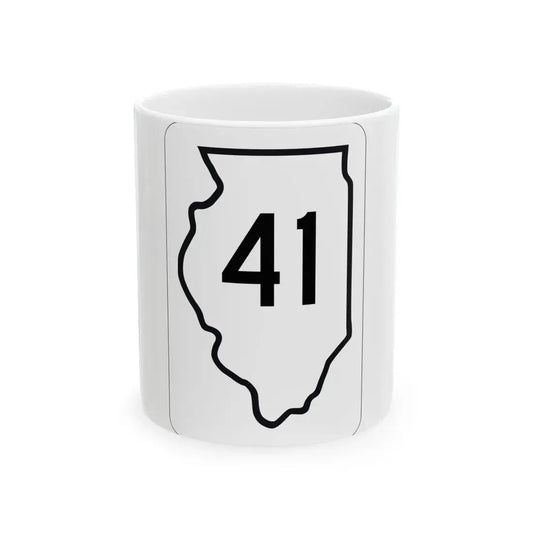 Illinois 41 1950 (Illinois) (Road Sign) White Coffee Mug 11oz - Go Mug Yourself