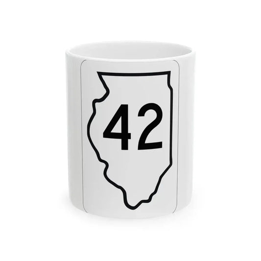 Illinois 42 1950 (Illinois) (Road Sign) White Coffee Mug 11oz - Go Mug Yourself