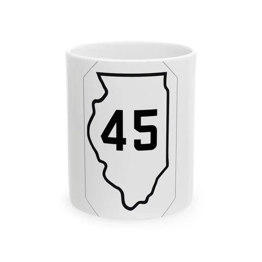 Illinois 45 1926 (Illinois) (Road Sign) White Coffee Mug 11oz - Go Mug Yourself