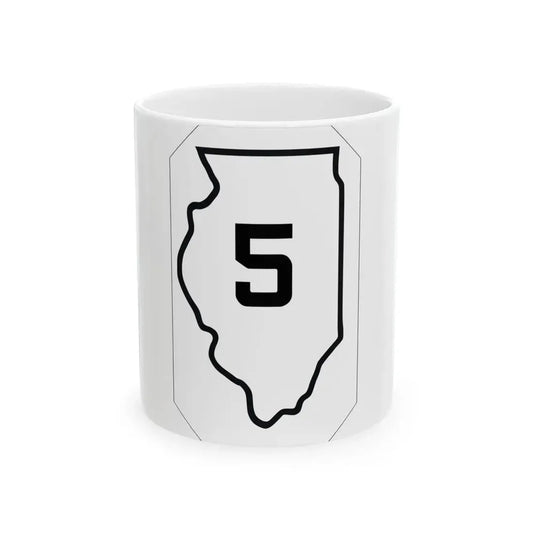 Illinois 5 1926 (Illinois) (Road Sign) White Coffee Mug 11oz - Go Mug Yourself