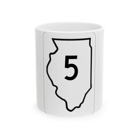 Illinois 5 1950 (Illinois) (Road Sign) White Coffee Mug 11oz - Go Mug Yourself