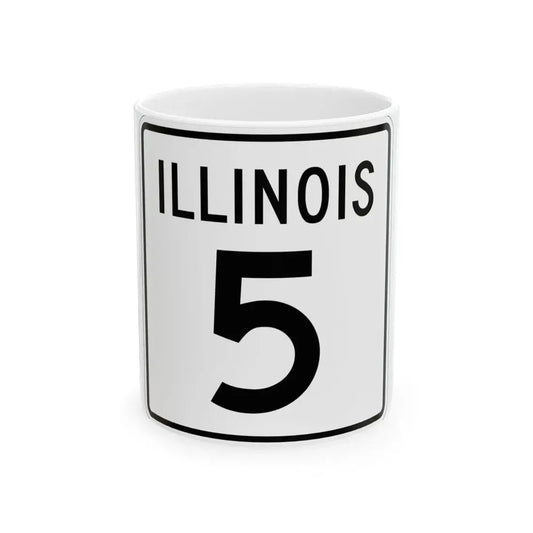 Illinois 5 1960 (Illinois) (Road Sign) White Coffee Mug 11oz - Go Mug Yourself