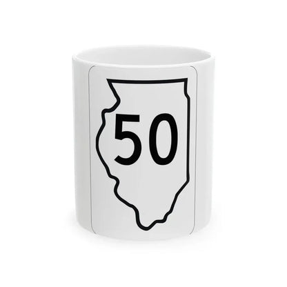 Illinois 50 1950 (Illinois) (Road Sign) White Coffee Mug 11oz - Go Mug Yourself