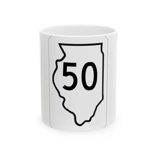 Illinois 50 1950 (Illinois) (Road Sign) White Coffee Mug 11oz - Go Mug Yourself