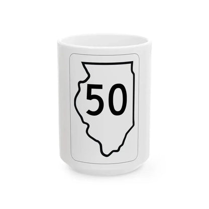 Illinois 50 1950 (Illinois) (Road Sign) White Coffee Mug 15oz - Go Mug Yourself
