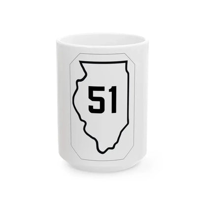 Illinois 51 1926 (Illinois) (Road Sign) White Coffee Mug 15oz - Go Mug Yourself