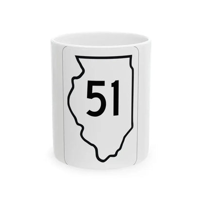 Illinois 51 1950 (Illinois) (Road Sign) White Coffee Mug 11oz - Go Mug Yourself