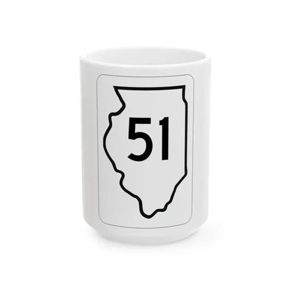 Illinois 51 1950 (Illinois) (Road Sign) White Coffee Mug 15oz - Go Mug Yourself