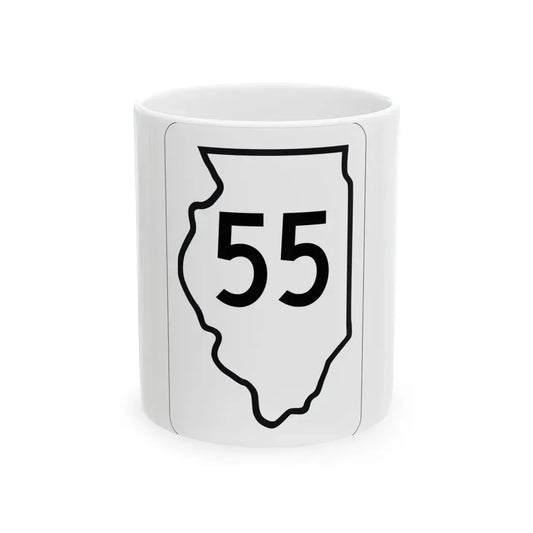Illinois 55 1950 (Illinois) (Road Sign) White Coffee Mug 11oz - Go Mug Yourself