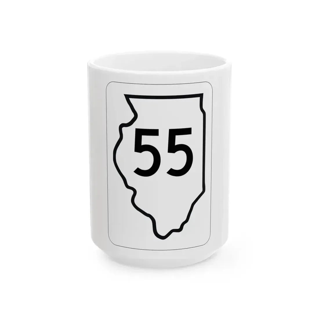 Illinois 55 1950 (Illinois) (Road Sign) White Coffee Mug 15oz - Go Mug Yourself
