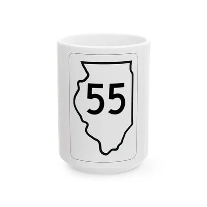 Illinois 55 1950 (Illinois) (Road Sign) White Coffee Mug 15oz - Go Mug Yourself