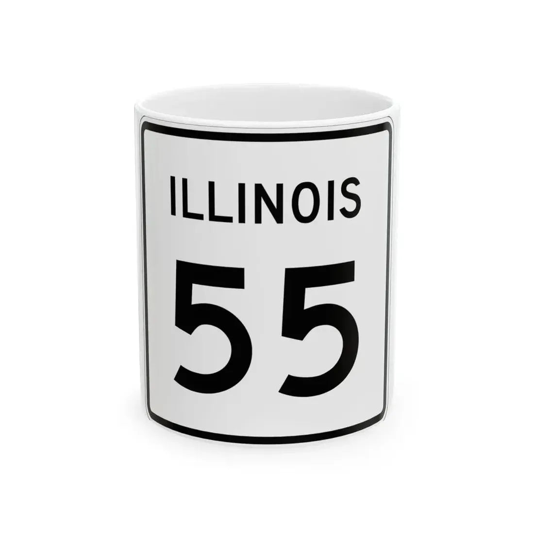 Illinois 55 (Illinois) (Road Sign) White Coffee Mug 11oz - Go Mug Yourself