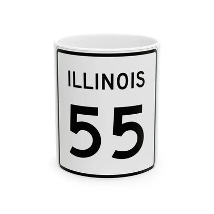 Illinois 55 (Illinois) (Road Sign) White Coffee Mug 11oz - Go Mug Yourself