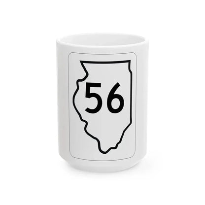 Illinois 56 1950 (Illinois) (Road Sign) White Coffee Mug 15oz - Go Mug Yourself