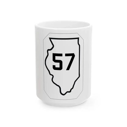 Illinois 57 1926 (Illinois) (Road Sign) White Coffee Mug 15oz - Go Mug Yourself