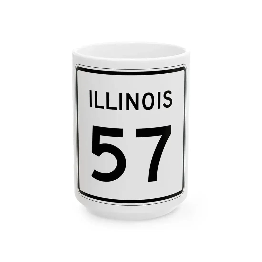 Illinois 57 (Illinois) (Road Sign) White Coffee Mug 15oz - Go Mug Yourself