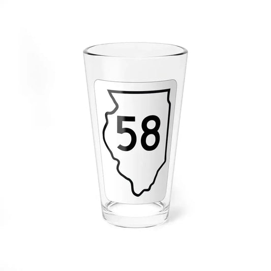Illinois 58 1950 (Illinois) (Road Sign) Pint Glass 16oz 16oz - Go Mug Yourself