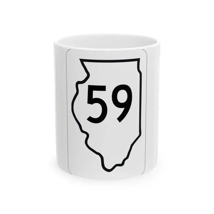 Illinois 59 1950 (Illinois) (Road Sign) White Coffee Mug 11oz - Go Mug Yourself