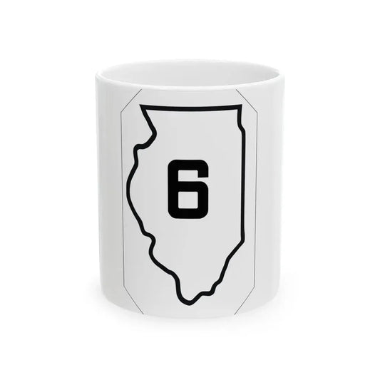 Illinois 6 1926 (Illinois) (Road Sign) White Coffee Mug 11oz - Go Mug Yourself