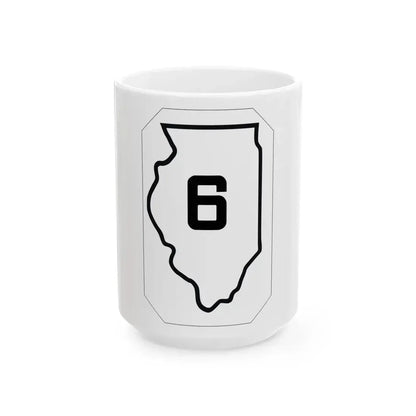Illinois 6 1926 (Illinois) (Road Sign) White Coffee Mug 15oz - Go Mug Yourself