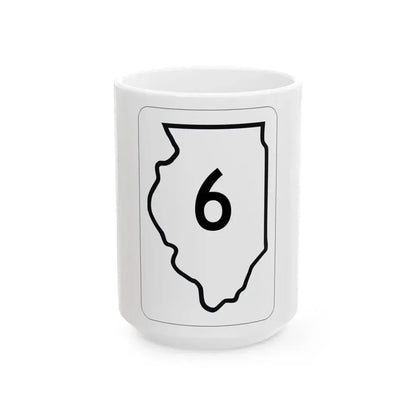 Illinois 6 1950 (Illinois) (Road Sign) White Coffee Mug 15oz - Go Mug Yourself