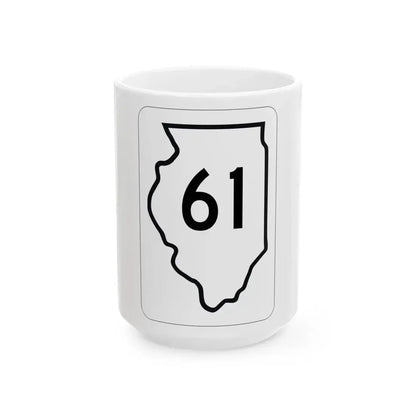 Illinois 61 1950 (Illinois) (Road Sign) White Coffee Mug 15oz - Go Mug Yourself