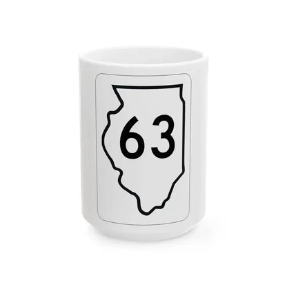 Illinois 63 1950 (Illinois) (Road Sign) White Coffee Mug 15oz - Go Mug Yourself