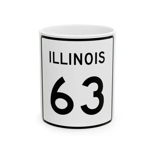 Illinois 63 (Illinois) (Road Sign) White Coffee Mug 11oz - Go Mug Yourself