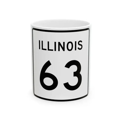 Illinois 63 (Illinois) (Road Sign) White Coffee Mug - Go Mug Yourself