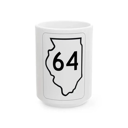 Illinois 64 1950 (Illinois) (Road Sign) White Coffee Mug 15oz - Go Mug Yourself