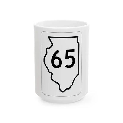 Illinois 65 1950 (Illinois) (Road Sign) White Coffee Mug 15oz - Go Mug Yourself