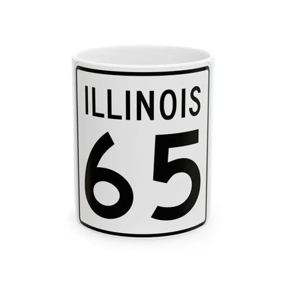 Illinois 65 1960 (Illinois) (Road Sign) White Coffee Mug 11oz - Go Mug Yourself