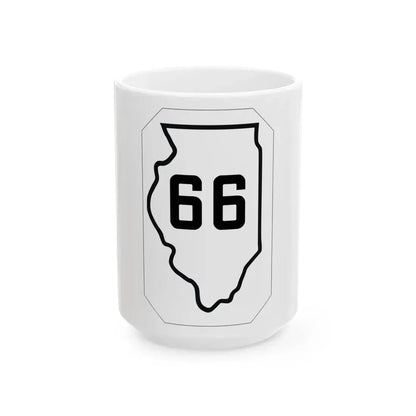 Illinois 66 1926 (Illinois) (Road Sign) White Coffee Mug 15oz - Go Mug Yourself