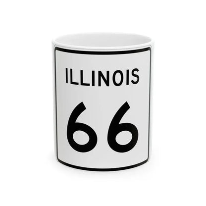 Illinois 66 (Illinois) (Road Sign) White Coffee Mug 11oz - Go Mug Yourself