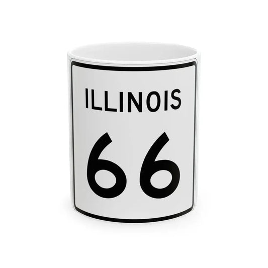 Illinois 66 (Illinois) (Road Sign) White Coffee Mug 11oz - Go Mug Yourself