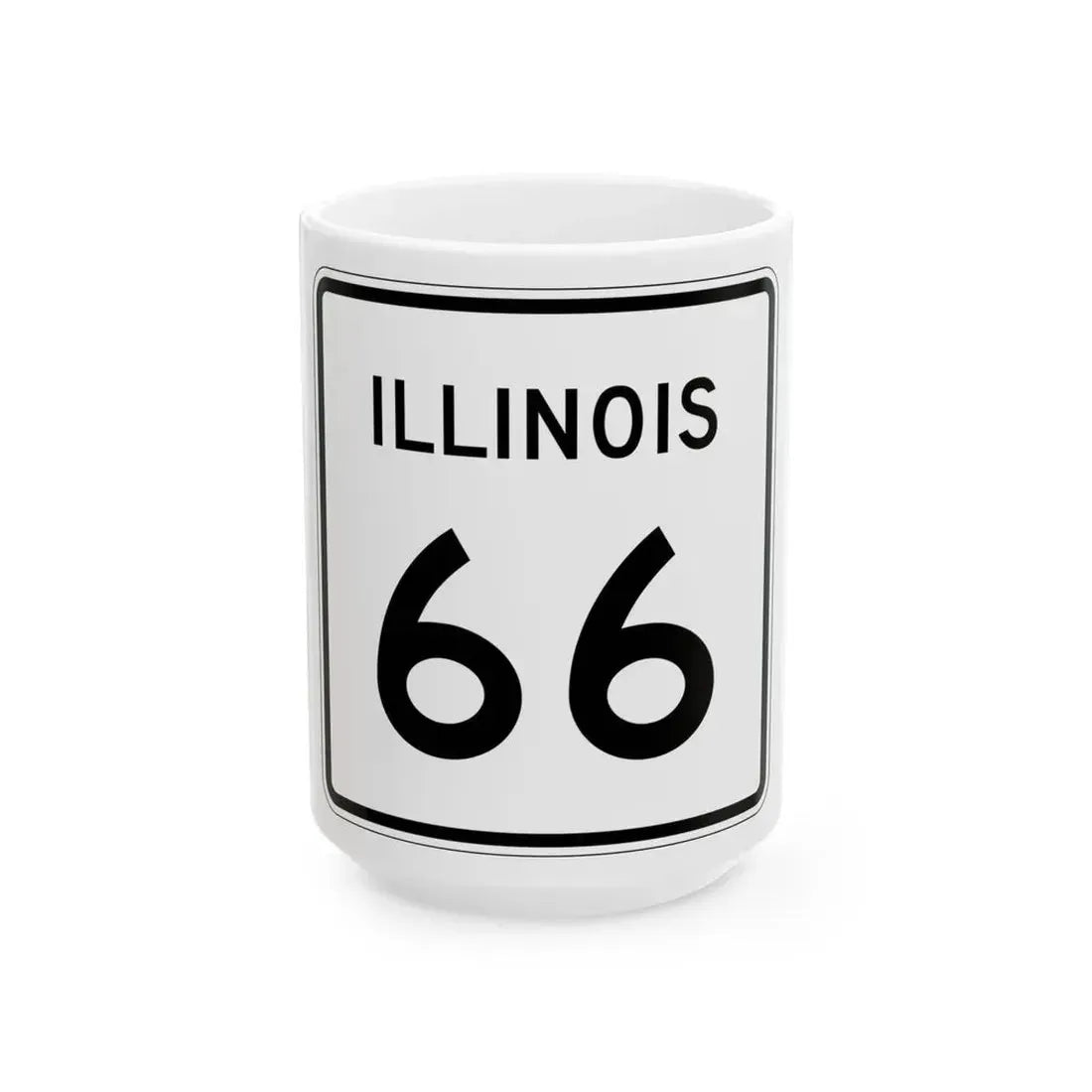 Illinois 66 (Illinois) (Road Sign) White Coffee Mug 15oz - Go Mug Yourself